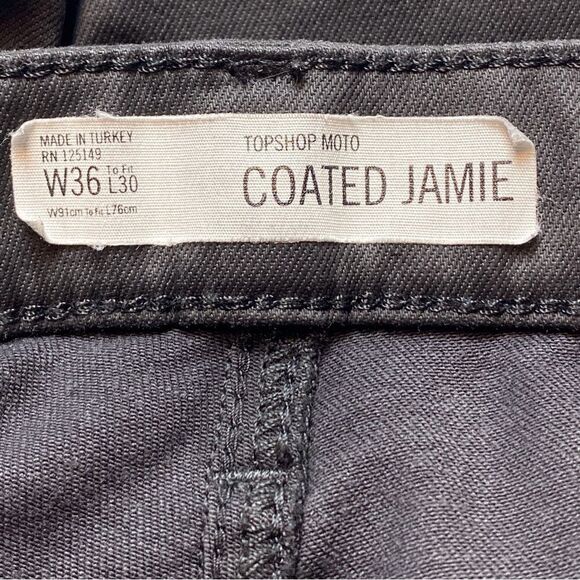 TopShop Black Jamie Coated Moto Pants Size 36 - Picture 3 of 13